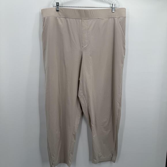 Athleta Pants Womens 22 Beige Pull-On Ankle Tapered Stretch Back Welt Pockets - Picture 1 of 15